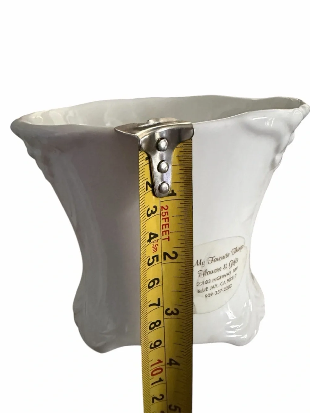 White Ceramic Floral Relief Vase - Home Accents